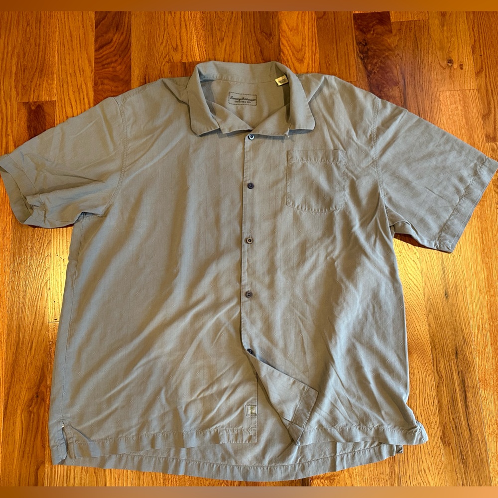 Tommy Bahama Shirt Mens XXL Gray Silk Button Down Short Sleeve